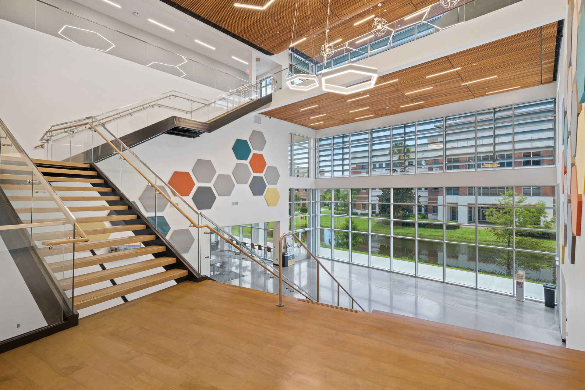 Staircase in the lobby of a science center